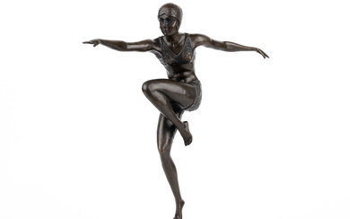 A BRONZE SCULPTURE by F. Preiss, signed, Art Deco style.