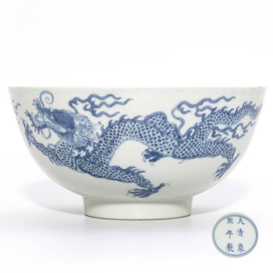 A Blue and White Dragons Bowl