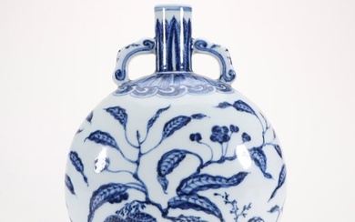 A Blue and White Floral Meiping Vase