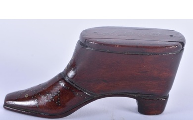 A CHARMING 18TH/19TH CENTURY CARVED TREEN PIQUE WORK SNUFF B...