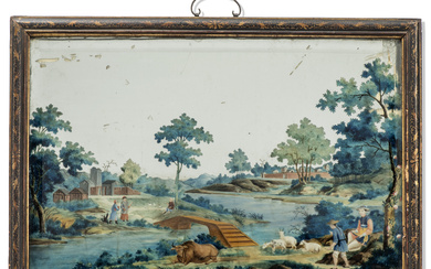 A CHINESE EXPORT REVERSE MIRROR PAINTING LATE EIGHTEENTH CENTURY