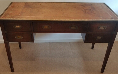 NOT SOLD. A Camapaign Mahogany Desk with leather top. England, last half of the 20th...