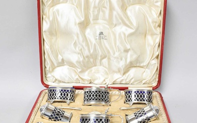 A Cased Edward VII Silver Condiment-Set, by William Henry Stokes...