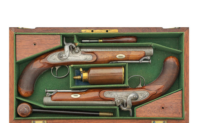 A Cased Pair Of 20-Bore Percussion Officer's Pistols By Riviere,...