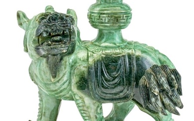 A Chinese Carved Hardstone Fu Lion 20th century