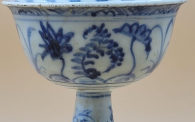 A Chinese Ming Period Blue And White Wine Cup W/ Mark