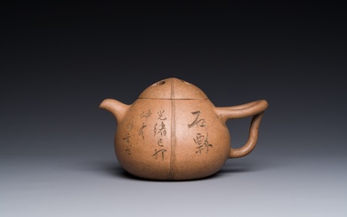 A Chinese Yixing stoneware 'Shipiao 石瓢' teapot, Ren Bonian 任伯年 signed, dated 1879