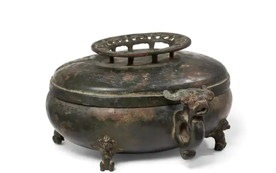 A Chinese archaic bronze ritual wine vessel and cover, he Warring States...