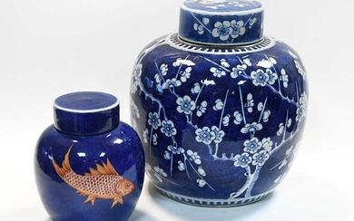 A Chinese blue and white porcelain ginger jar and cover, Qing Dynasty, 19th century
