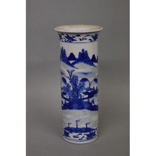 A Chinese blue and white sleeve vase, Qianlong four characte...