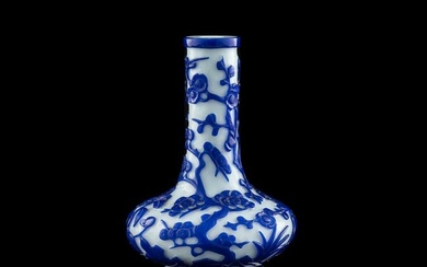 A Chinese blue-overlay Peking glass vase, 19th century