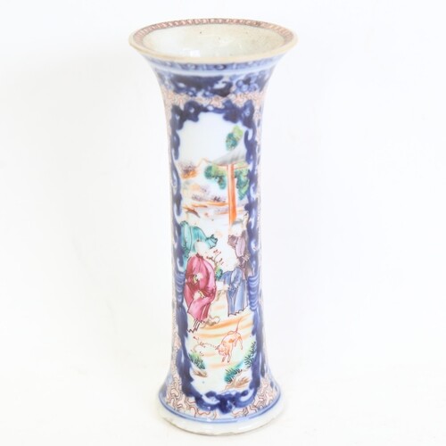A Chinese enamelled porcelain beaker vase, figural decoratio...