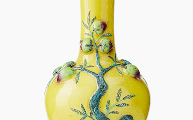 A Chinese yellow bottle vase