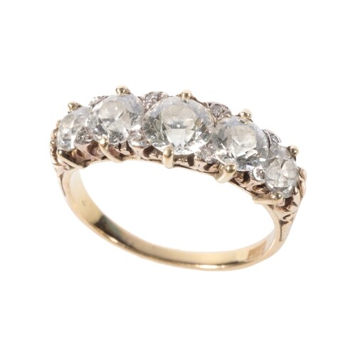 A FIVE STONE DIAMOND RING each diamond divided with milligra...