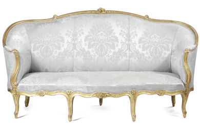 A FRENCH GILTWOOD CANAPE IN LOUIS XV STYLE