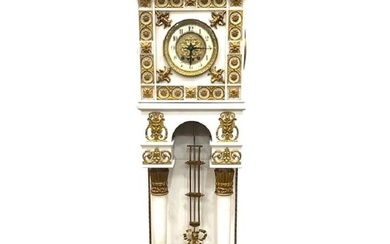 A French Empire Style Gilt-Bronze Mounted Marble Pedestal Clock