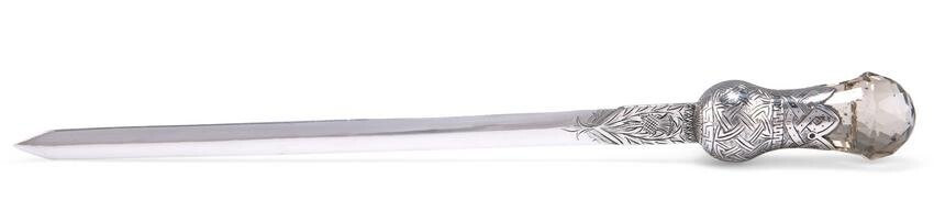A GEORGE VI SILVER THISTLE PAPER KNIFE, by Joseph Cook