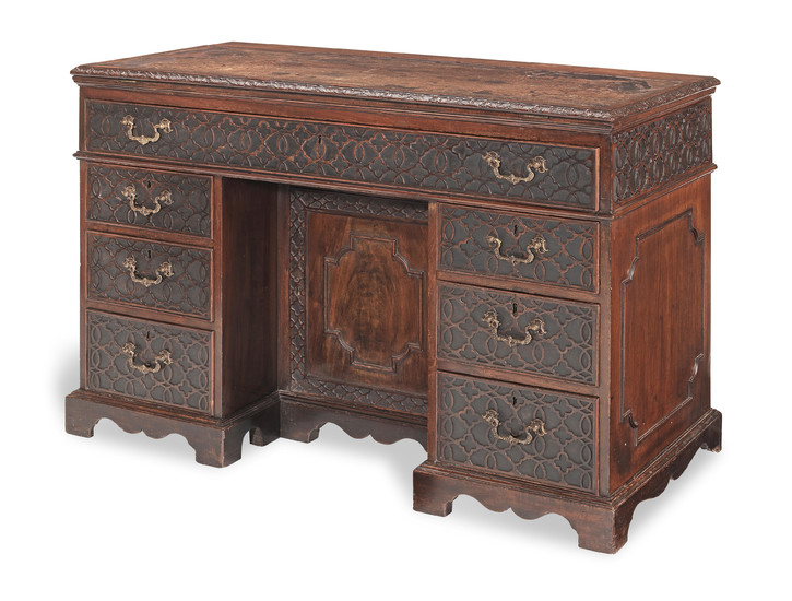 A George III and later mahogany architect's desk