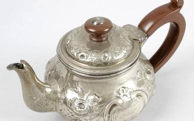 A George III silver bachelor teapot, of bulbous form
