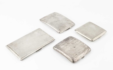 A George V silver rectangular cigarette case, with engine turned...