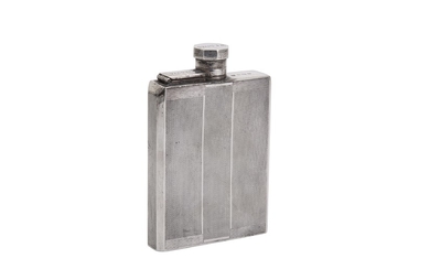 A George VI sterling silver Art Deco spirit hip flask, Birmingham 1939 by Charles S Green & Co Ltd