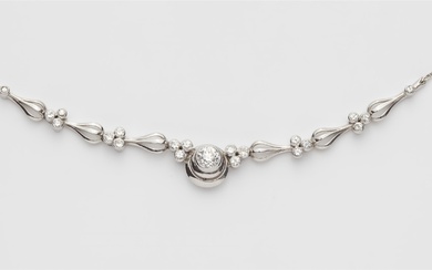 A German 18k white gold and diamond Art Déco necklace.