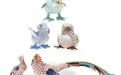 A Group of Five Herend Porcelain Fowl