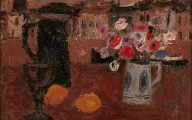 Â§ JOHN HOUSTON R.S.A., R.S.W., S.S.A. (SCOTTISH 1930-2008) STILL LIFE, ANSTRUTHER, 1953