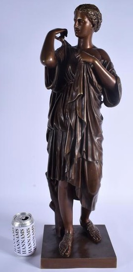 A LARGE ANTIQUE FRENCH BRONZE FIGURE OF A CLASSICAL
