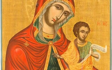 A LARGE ICON SHOWING THE MOTHER OF GOD AND CHRIST