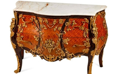 A Louis XV Style Gilt-Bronze-Mounted Parquetry Commode
