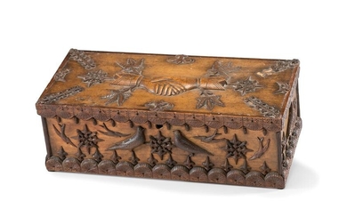 A Masonic Handshake and Bird Decorated Document Box