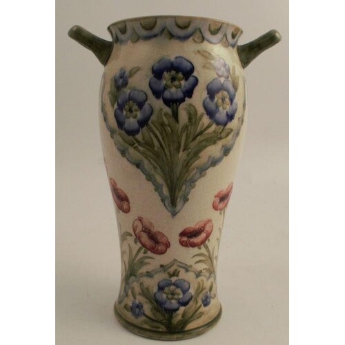 A Moorcroft pottery florian ware vase, decorated in the rose...