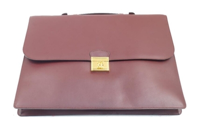 A Must de Cartier leather briefcase, with gilt metal clasp, with dust bag, 30.5cm high, 40.5cm wide