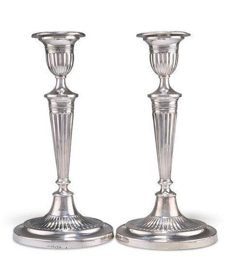 A PAIR OF VICTORIAN SILVER CANDLESTICKS, by William