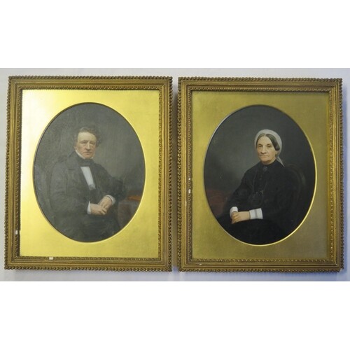 A Pair of Fine Victorian Miniaturist Half Length Portraits o...