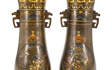 A Pair of Japanese Meiji Period Vases, Muroe Yoshimori