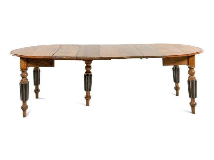 A Parcel Ebonized Maple Extension Dining Table