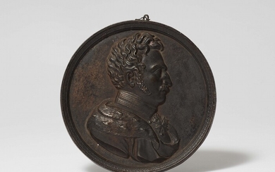 A Prussian cast iron plaque with a portrait of Landgrave Wilhelm II of Hessen-Kassel