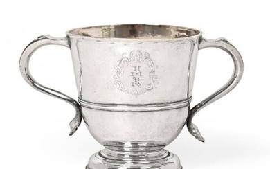 A Queen Anne Provincial Silver Two-Handled Cup, by John Langwith,...