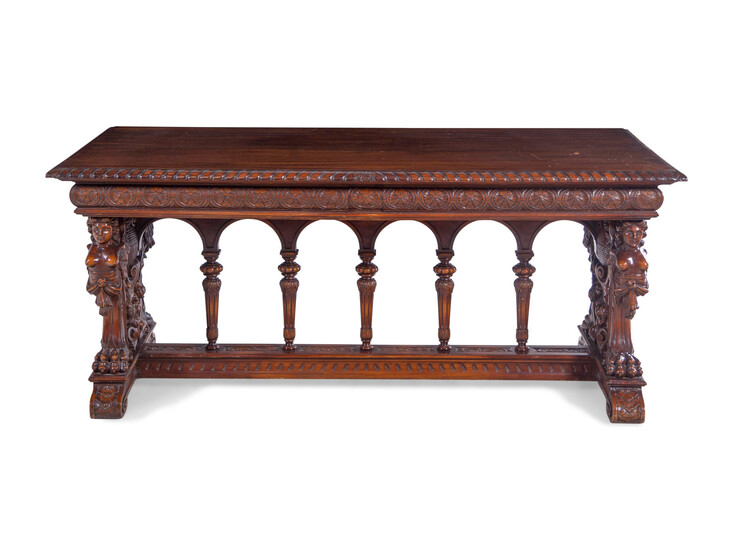 A Renaissance Revival Carved Walnut Refectory Table