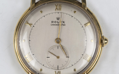 A Rolex Chronometer 18ct gold circular cased gentleman's wristwatch, the signed silvered dial w