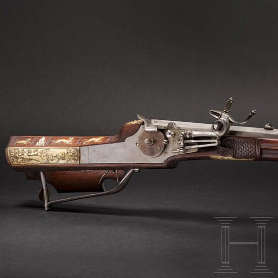 A South German wheellock rifle from the armoury of the princes of Salm-Reifferscheidt, dated 1649