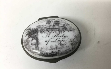 A South Staffordshire enamel patch box 'A Pledge of Love' circa 1810-20