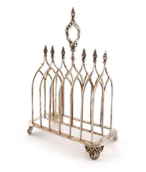A Victorian silver seven-bar toast rack