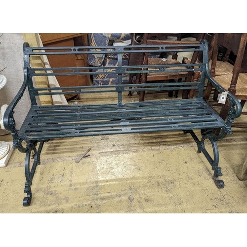 A Victorian style Coalbrookdale design green painted cast ir...