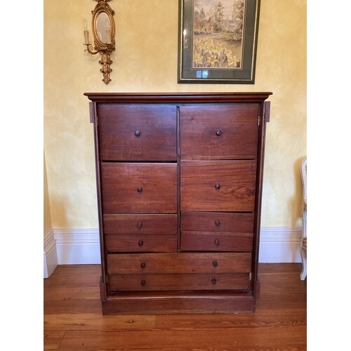 A Victorian style mahogany Wellington Filing Chest, with an ...