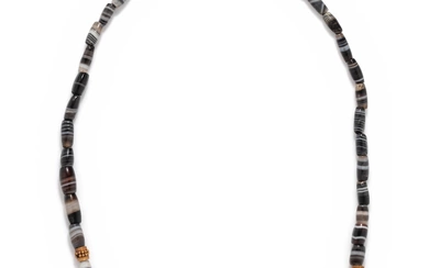 A Western Asiatic Agate and Gold Bead Necklace