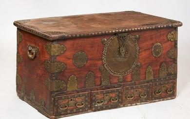 A brass mounted teak Zanzibar chest