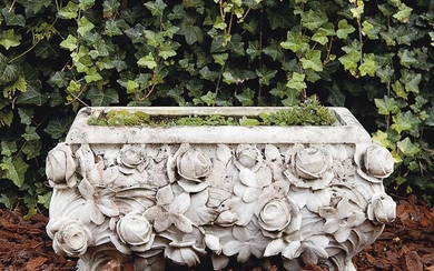 A carved Carrara marble planter
